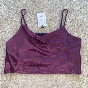 Zara eggplant satin camisole